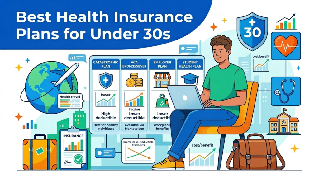Infographic showing top health insurance options for young adults