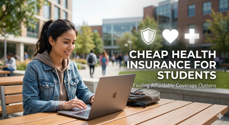 student searching affordable health insurance options