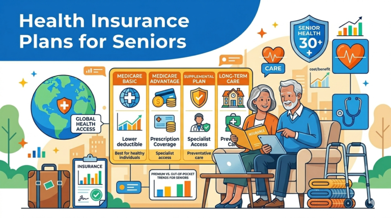 Senior couple reviewing health insurance plans