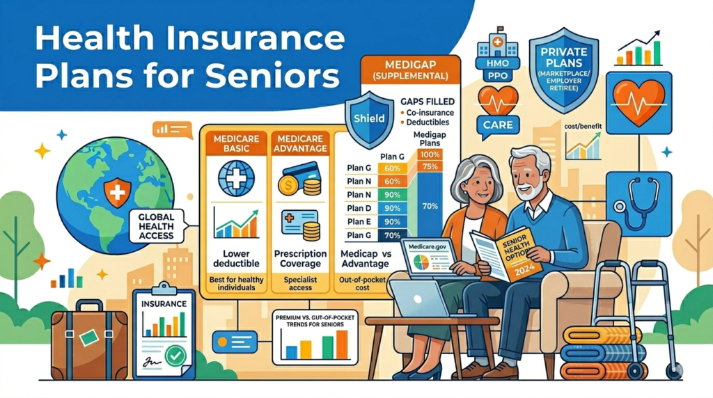 Infographic of health insurance options for seniors