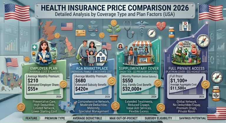 Family comparing health insurance prices and premiums in the USA