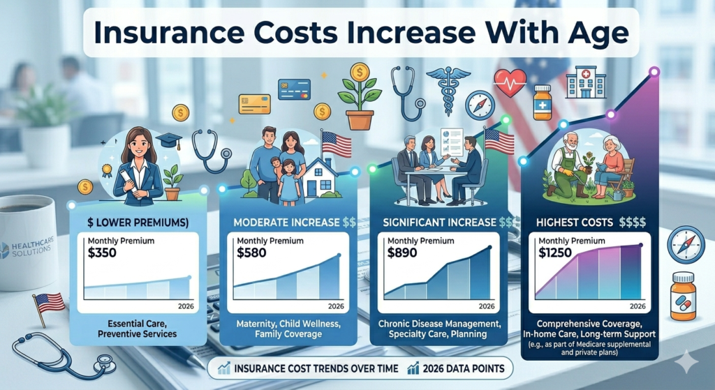 people of different ages comparing health insurance costs